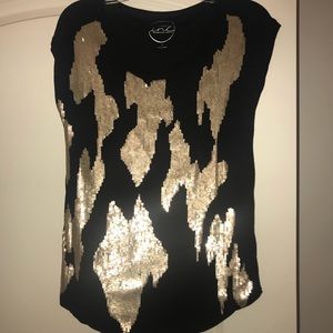 Black and gold sequins dress shirt